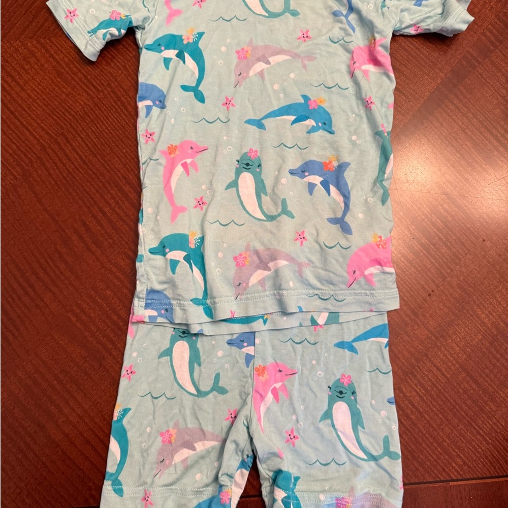 Little Sleepies Blue and Pink Pajama Set with Dolphin Print - Picture 2 of 4